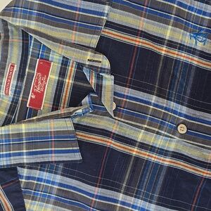 Original Penguin Men's Blue Plaid Shirt‎ Size Large